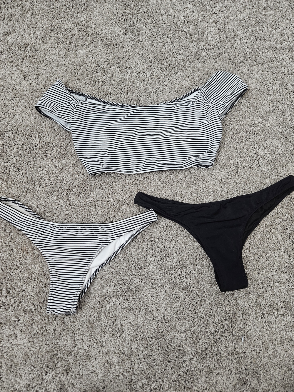 Victoria Secret Striped Black & White Off-Shoulder Bikini Set - ITSY
